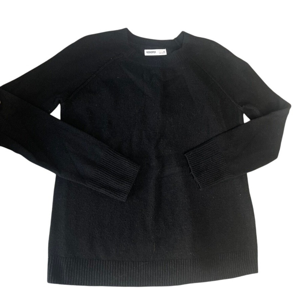 Sonoma Goods For Life‎ Black Crew Neck Long Sleeve Knit Sweater XS